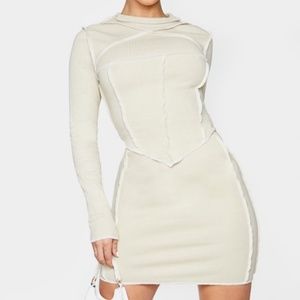 Shape Stone Rib Contrast Seam Detail Bodycon SET